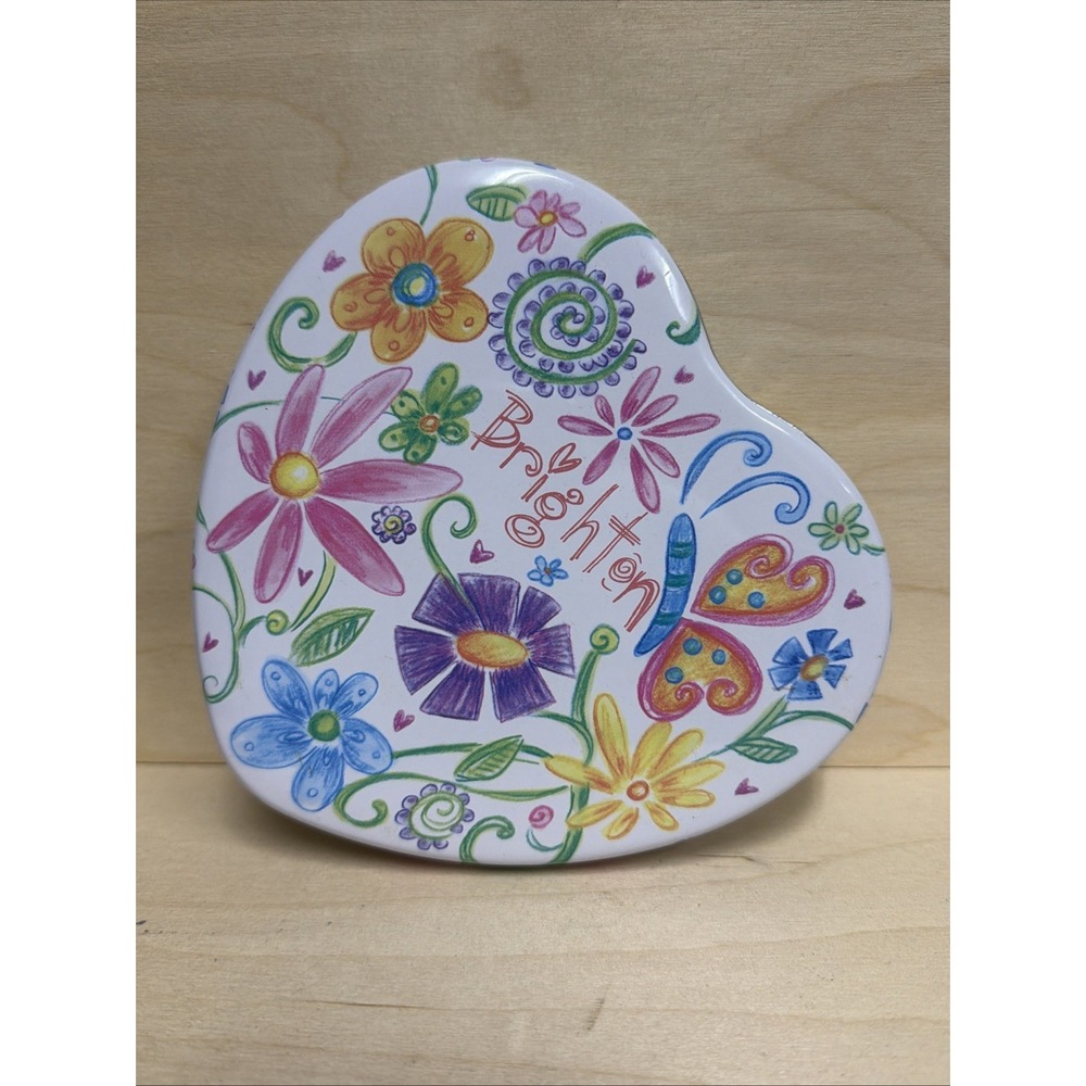Brighton Heart Shaped Multicolor Metal Lined Jewelry Box Floral Design